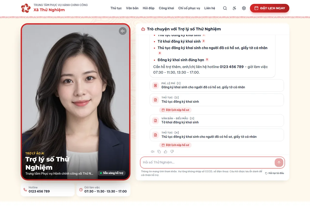 AI trả lời thủ tục và link nộp trực tuyến