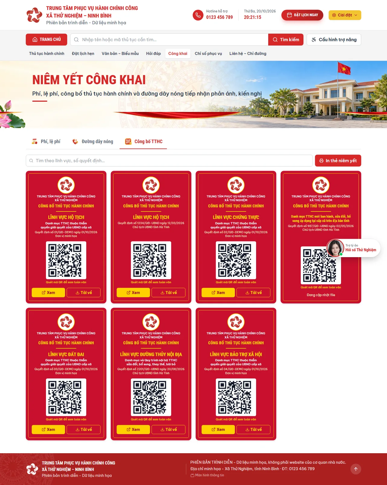 Văn bản công bố thủ tục hành chính có QR