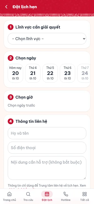 Đặt lịch Mini App