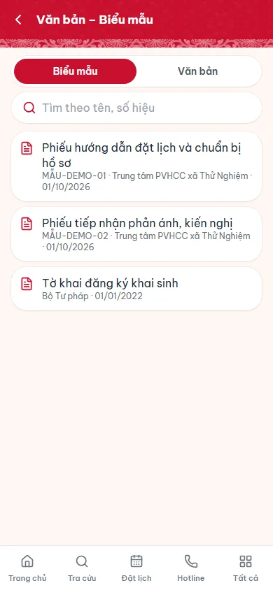 Văn bản biểu mẫu Mini App
